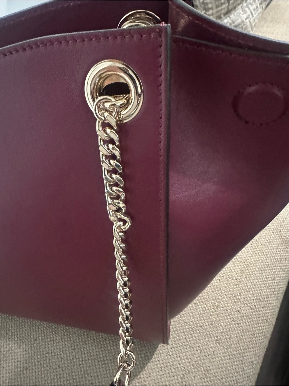 BRUNO MAGLI Leather Chain Expandable Tote Bag - Picture 6 of 16